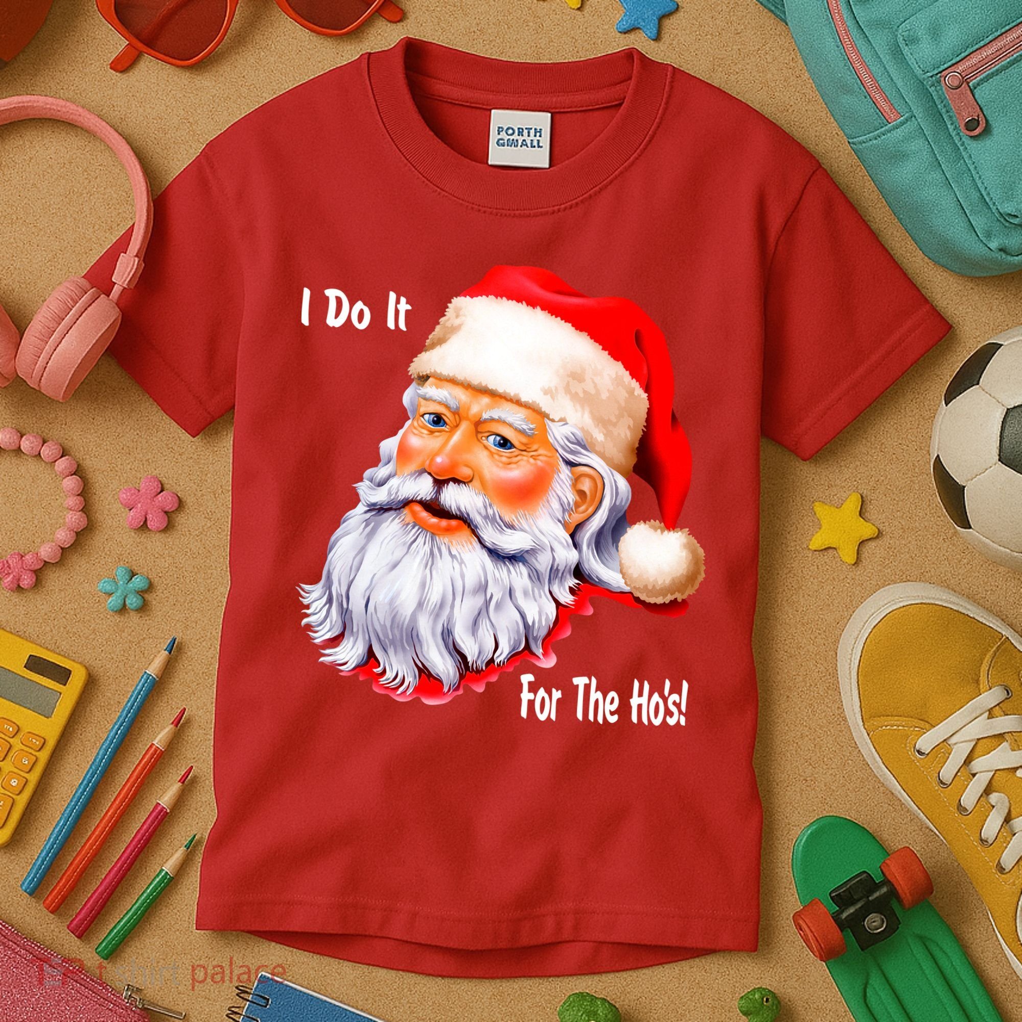 Funny Santa Claus I Do It For The HO'S Christmas Kids T-Shirt
