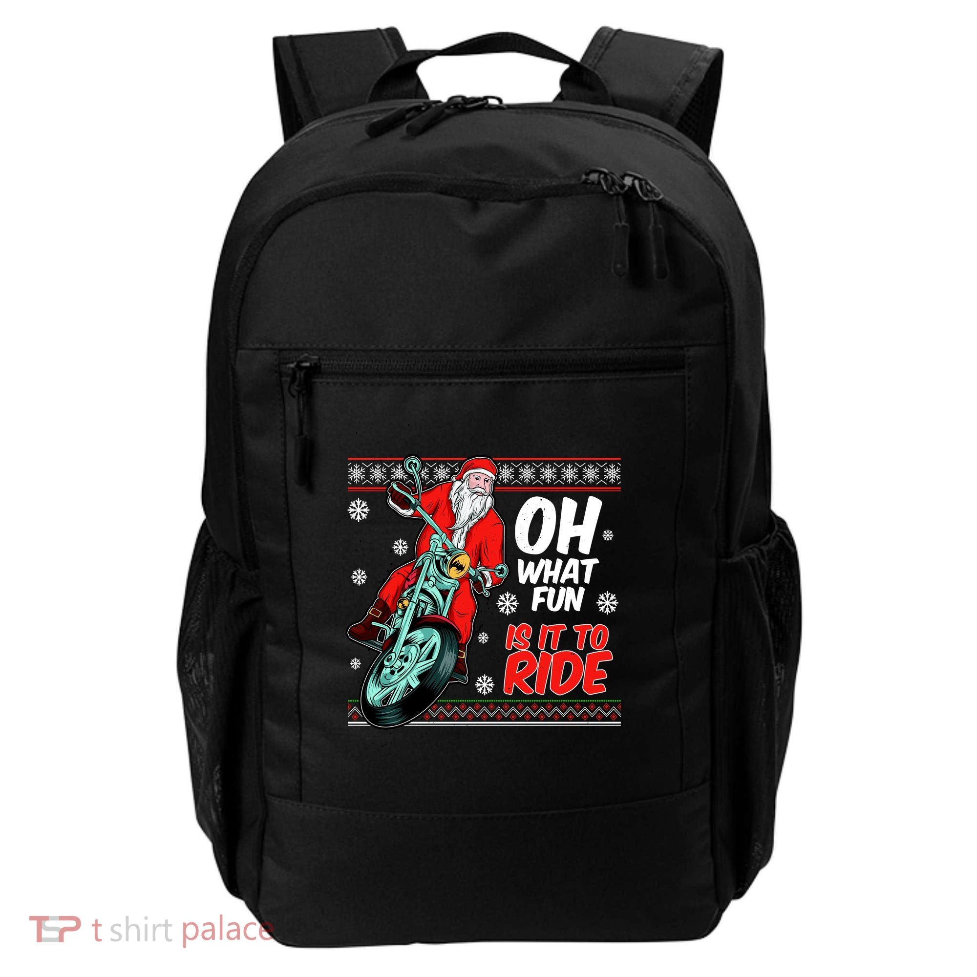 Funny Santa Oh What Fun It Is To Ride Motorcycle Backpack