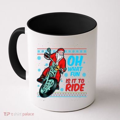 Funny Santa Oh What Fun It Is To Ride Motorcycle Coffee Mug