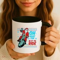 Funny Santa Oh What Fun It Is To Ride Motorcycle Coffee Mug thumb 3