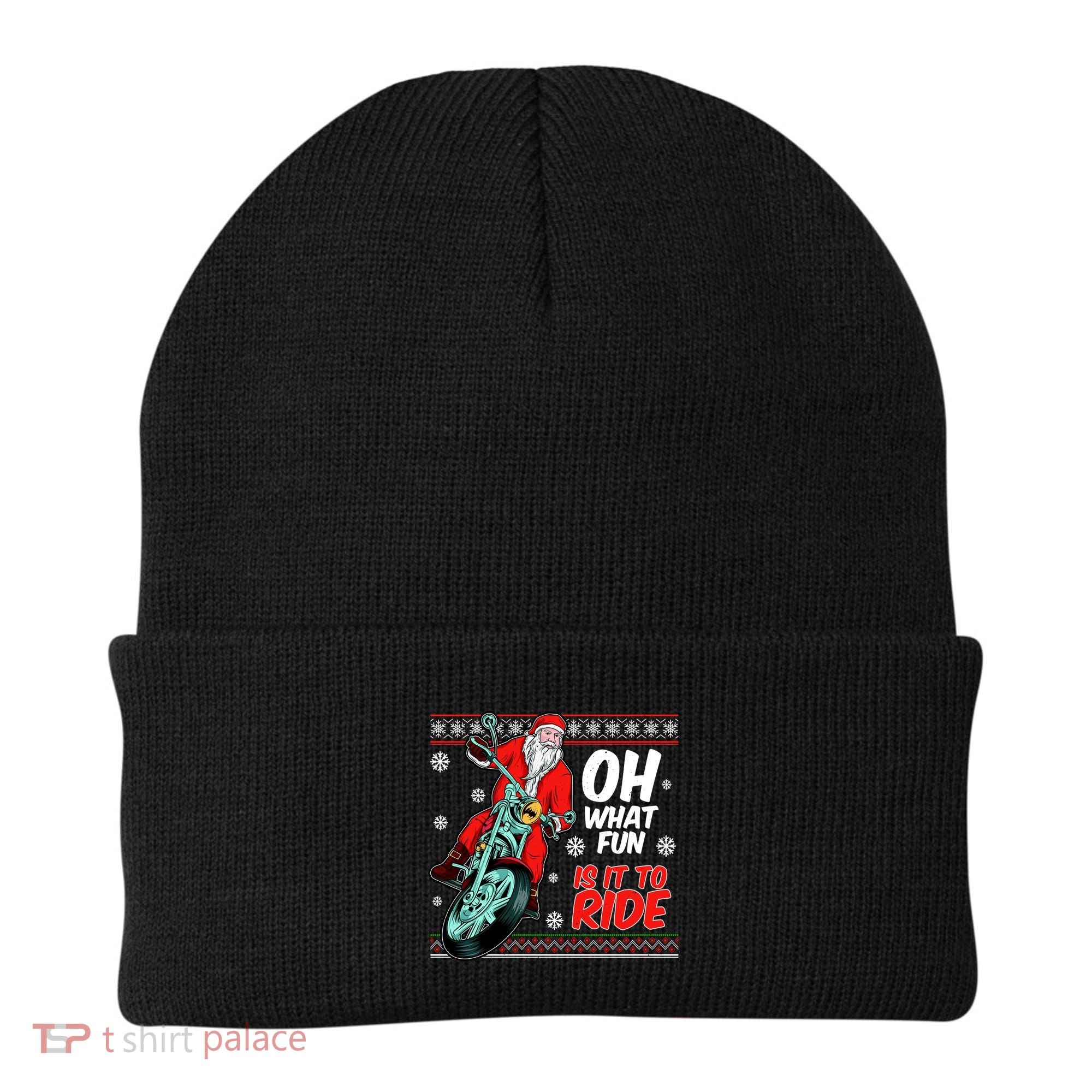 Funny Santa Oh What Fun It Is To Ride Motorcycle Beanie