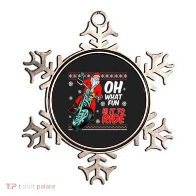 Funny Santa Oh What Fun It Is To Ride Motorcycle Ornament