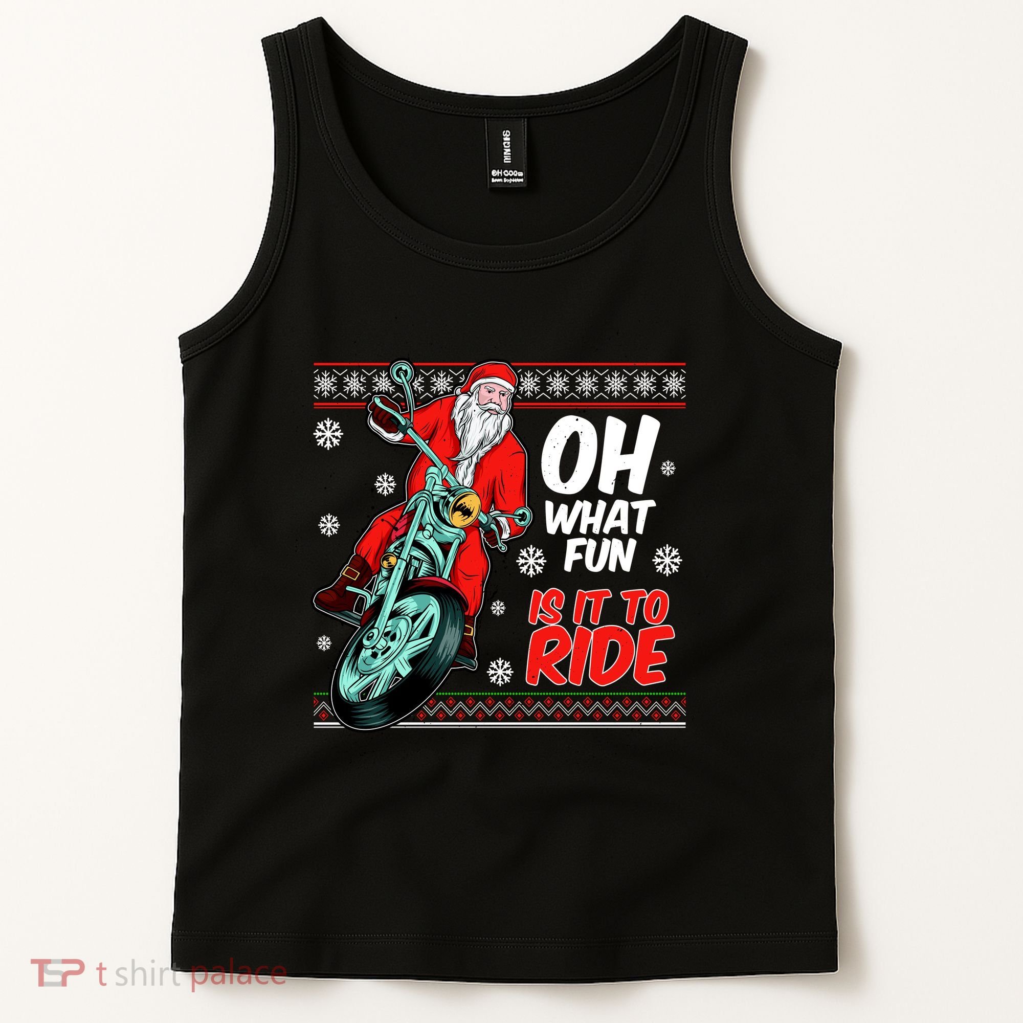 Funny Santa Oh What Fun It Is To Ride Motorcycle Tank Top