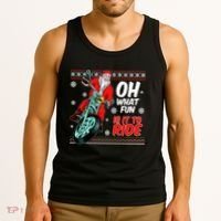 Funny Santa Oh What Fun It Is To Ride Motorcycle Tank Top thumb 3