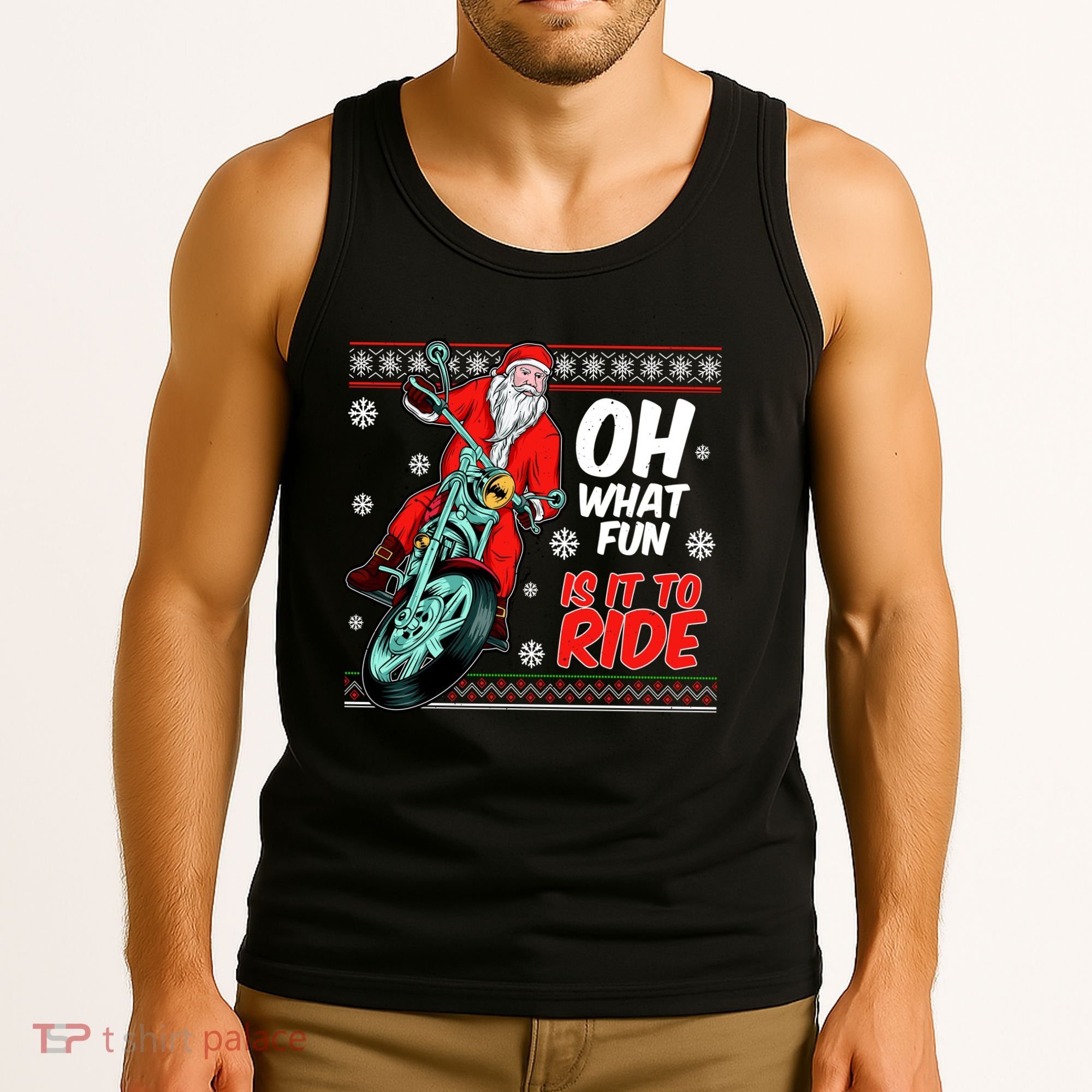 Funny Santa Oh What Fun It Is To Ride Motorcycle Tank Top