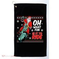 Funny Santa Oh What Fun It Is To Ride Motorcycle Golf Towel thumb 0