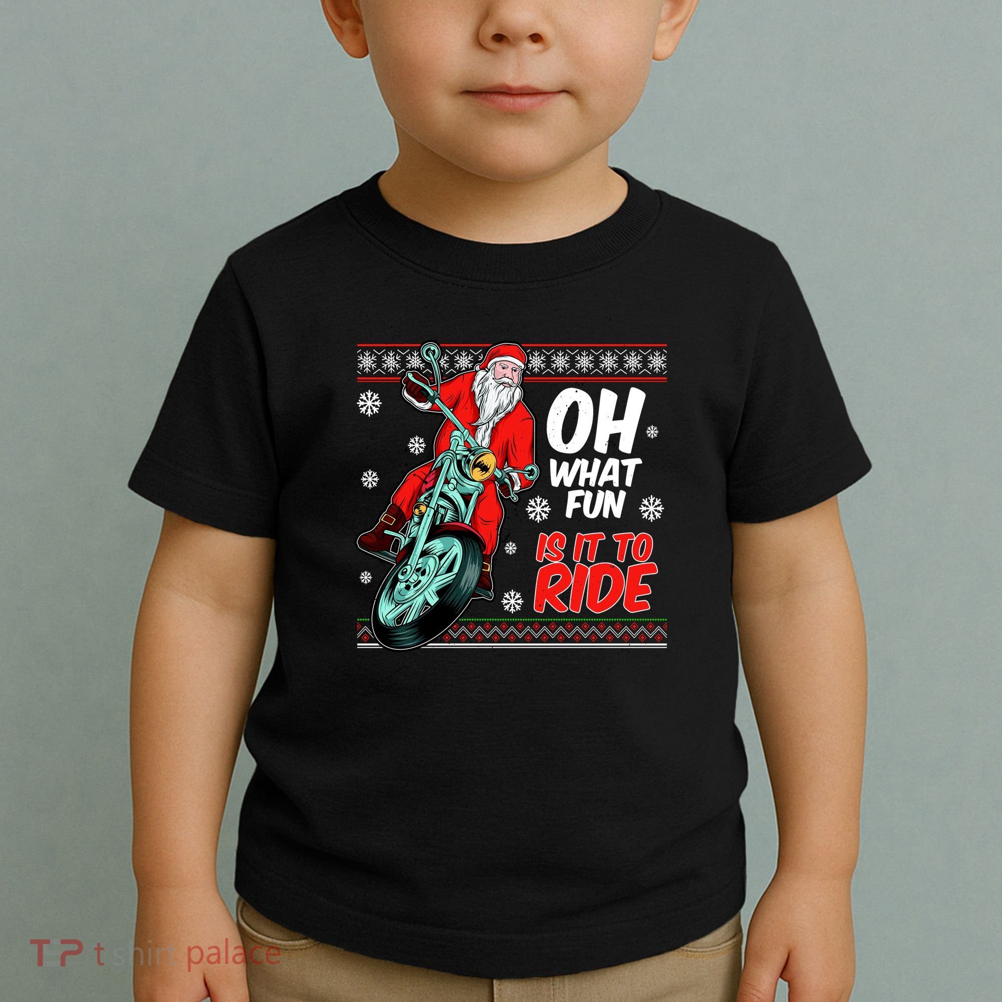 Funny Santa Oh What Fun It Is To Ride Motorcycle Toddler T-Shirt