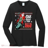 Funny Santa Oh What Fun It Is To Ride Motorcycle Women's Long Sleeve Shirt thumb 0