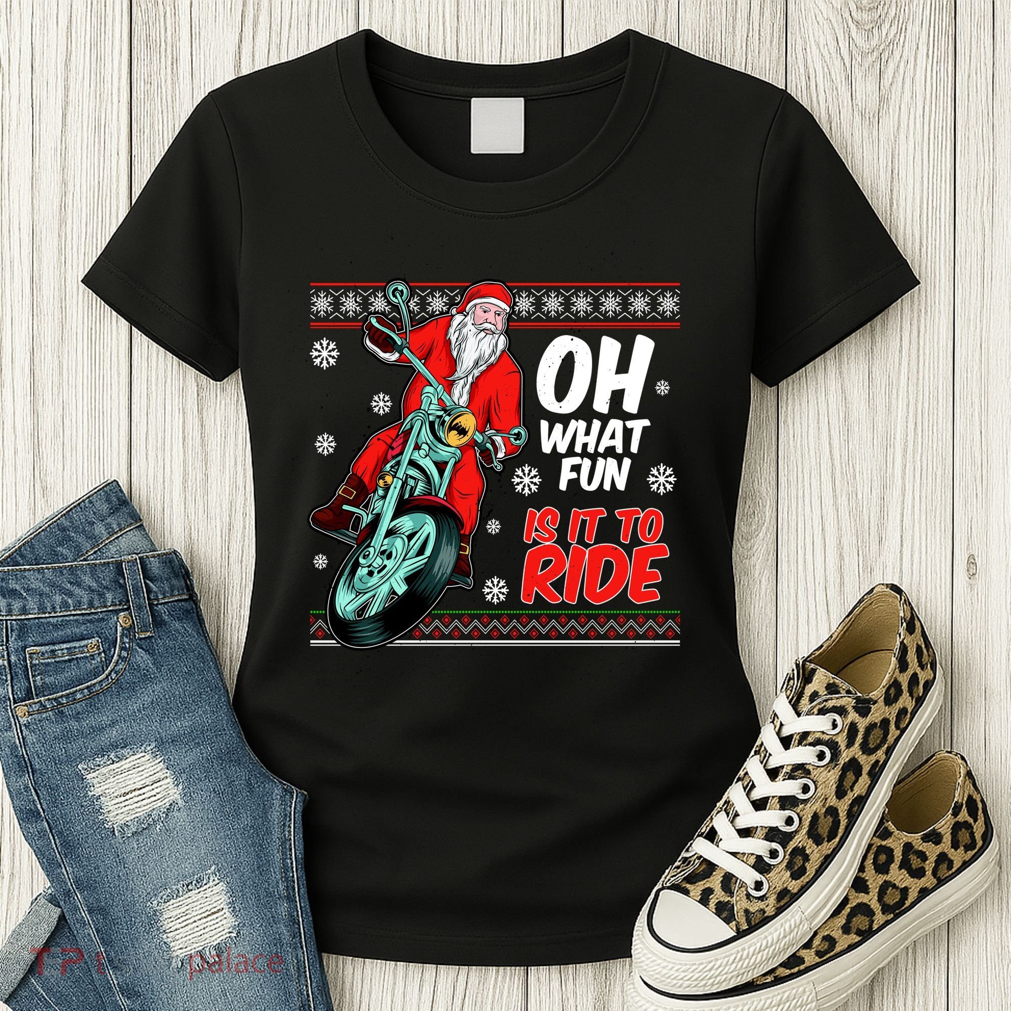 Funny Santa Oh What Fun It Is To Ride Motorcycle Women's T-Shirt