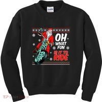 Funny Santa Oh What Fun It Is To Ride Motorcycle Kids Sweatshirt thumb 0