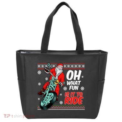 Funny Santa Oh What Fun It Is To Ride Motorcycle Tote Bag