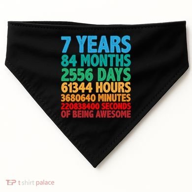 Funny Seven Years Old 7th Birthday USA-Made Doggie Bandana