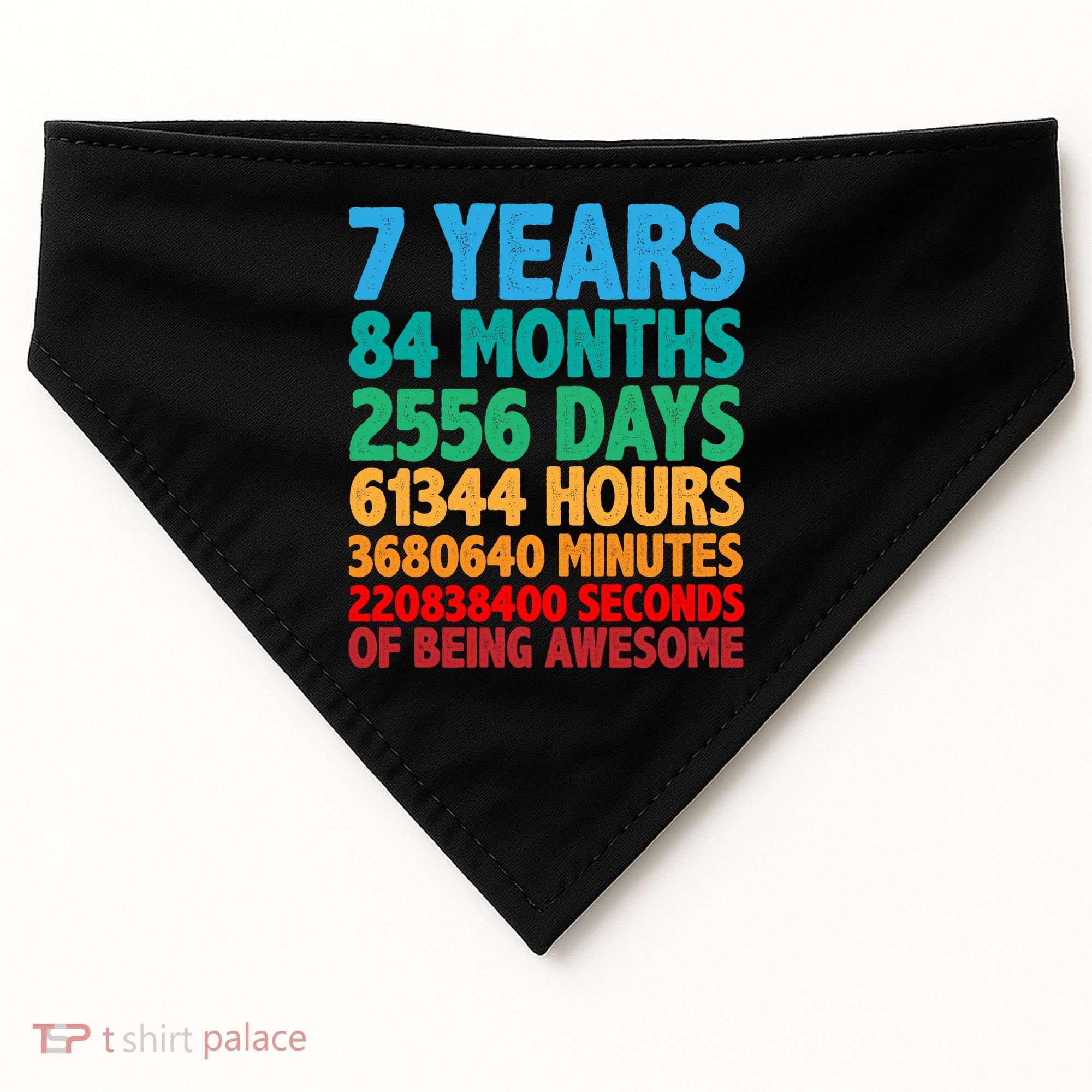 Funny Seven Years Old 7th Birthday USA-Made Doggie Bandana