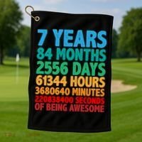 Funny Seven Years Old 7th Birthday Golf Towel thumb 1
