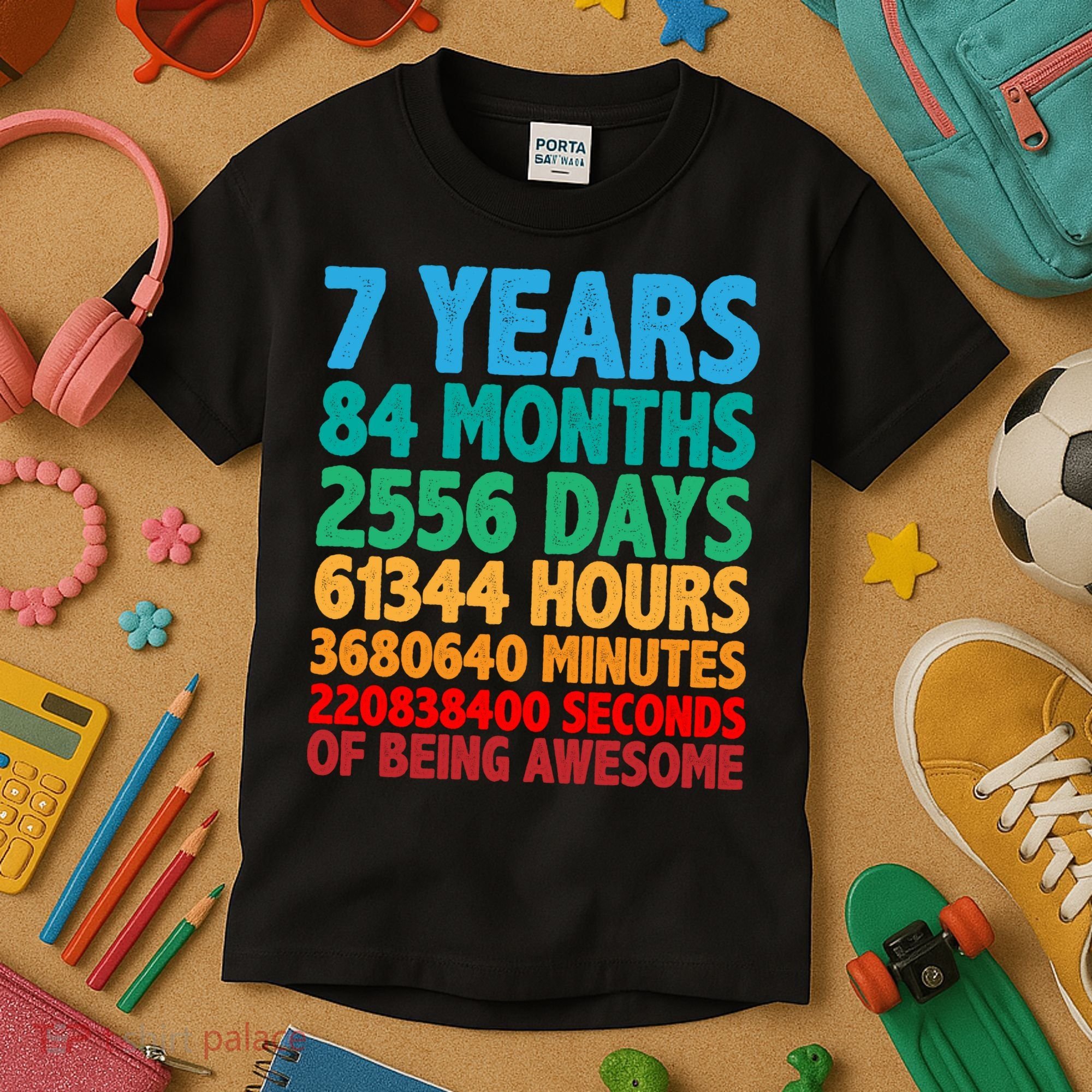 Funny Seven Years Old 7th Birthday Kids T-Shirt