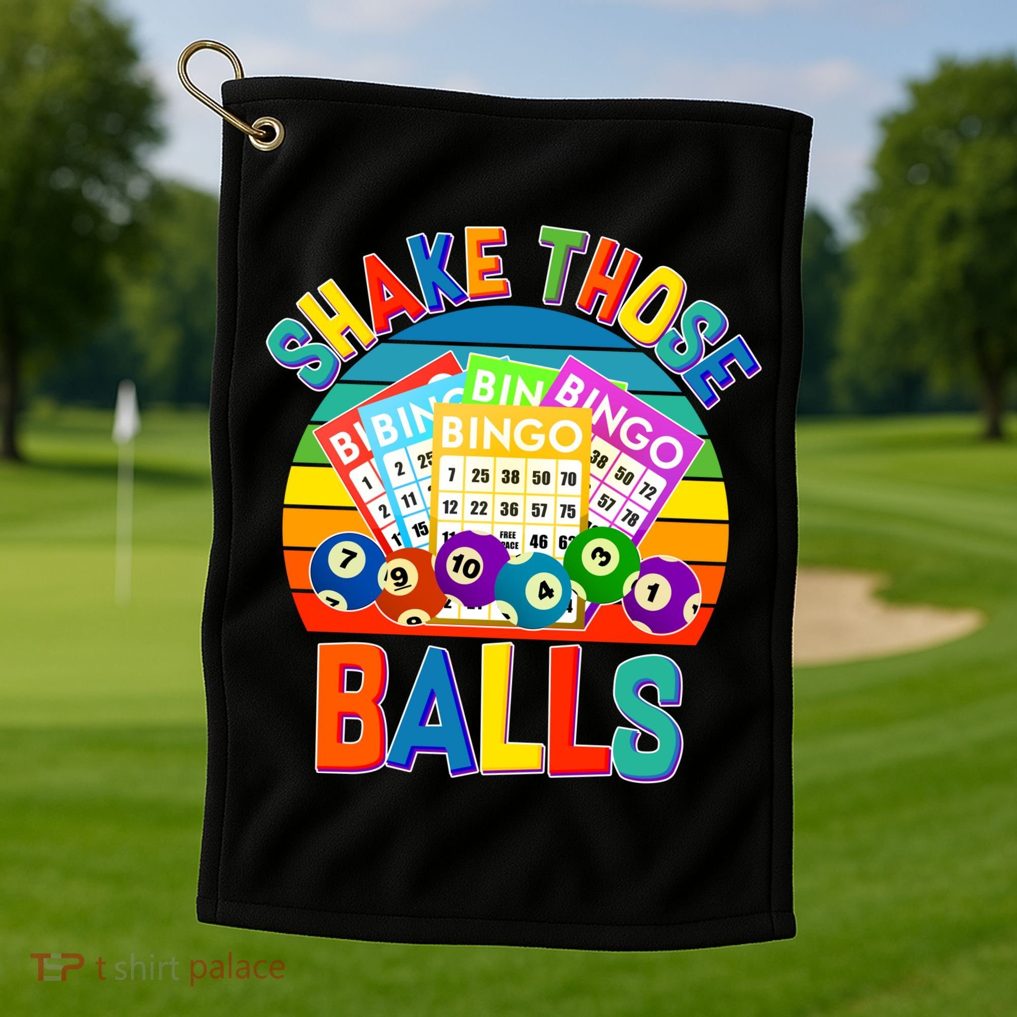 Funny Shake Those Balls Bingo Golf Towel