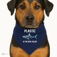Funny Shark Plastic Is The Real Killer USA-Made Doggie Bandana thumb 1