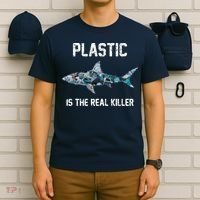 Funny Shark Plastic Is The Real Killer T-Shirt thumb 6