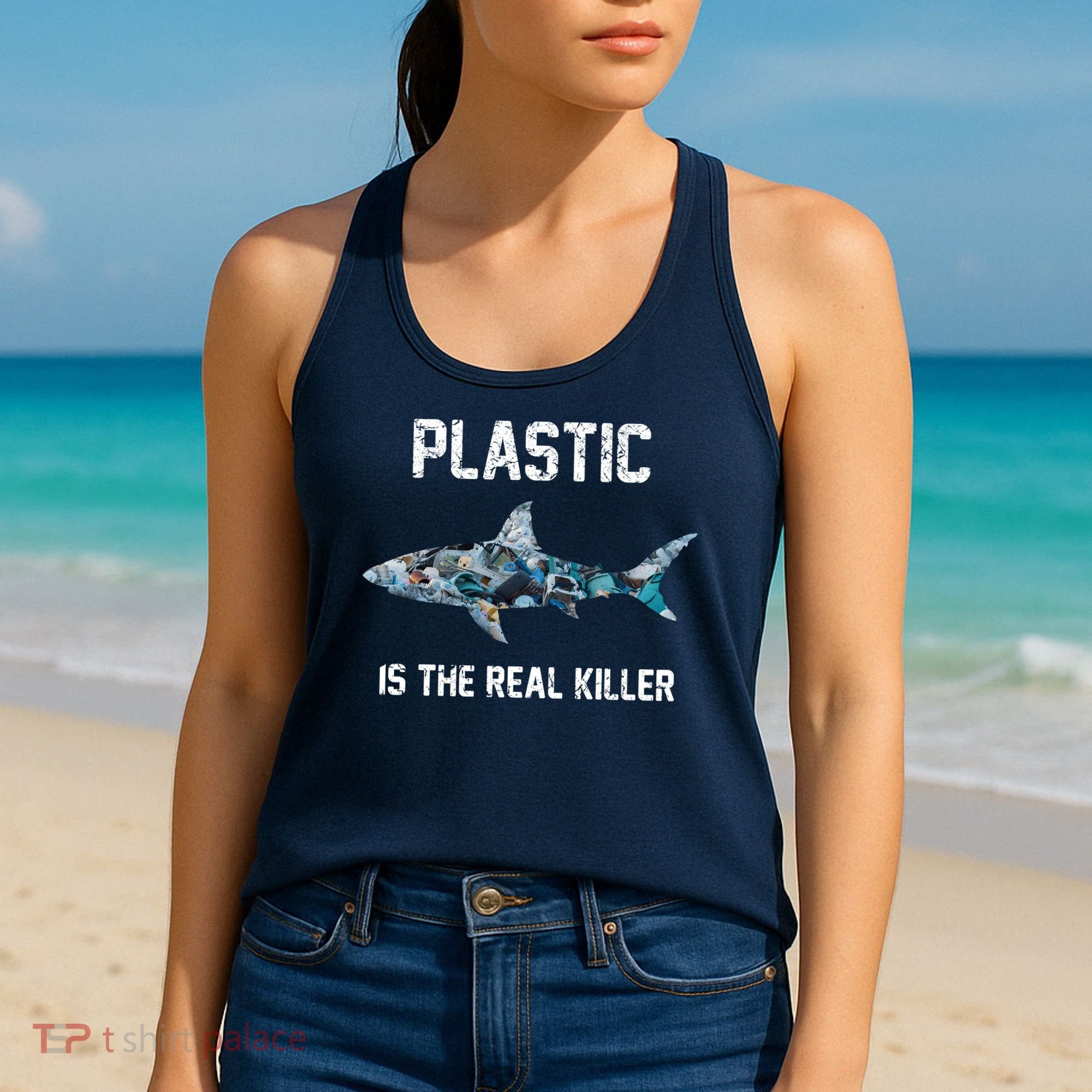 Funny Shark Plastic Is The Real Killer Women's Tank Top