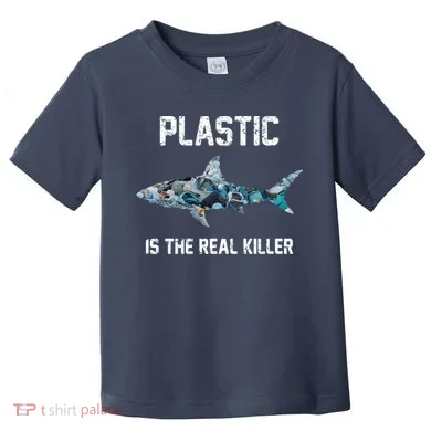 Funny Shark Plastic Is The Real Killer Toddler T-Shirt