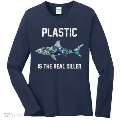 Funny Shark Plastic Is The Real Killer Women's Long Sleeve Shirt