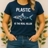 Funny Shark Plastic Is The Real Killer Women's T-Shirt thumb 2