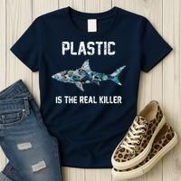 Funny Shark Plastic Is The Real Killer Women's T-Shirt thumb 3