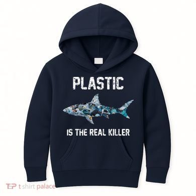 Funny Shark Plastic Is The Real Killer Kids Hoodie