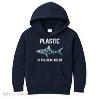 Funny Shark Plastic Is The Real Killer Kids Hoodie thumb 0