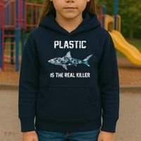 Funny Shark Plastic Is The Real Killer Kids Hoodie thumb 3