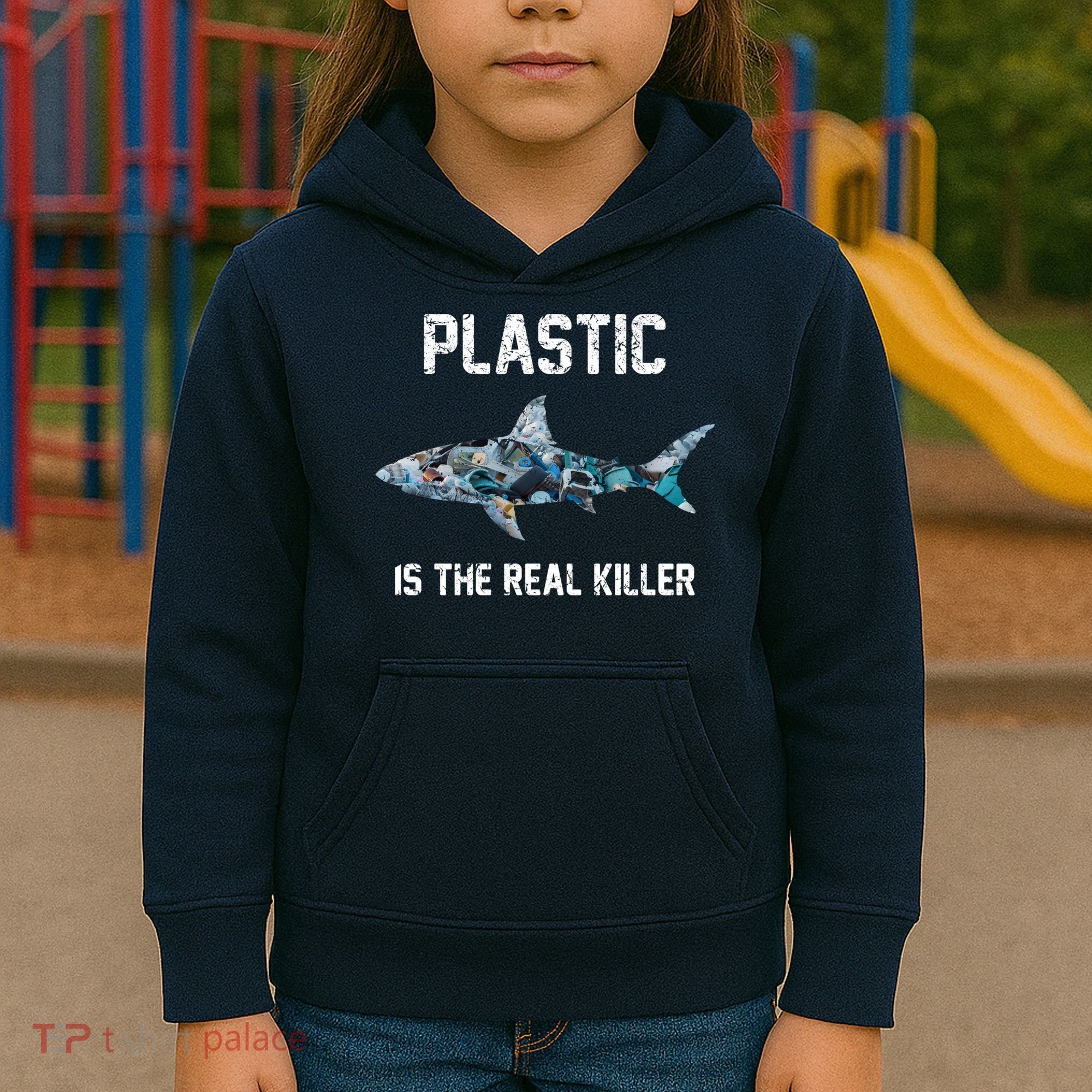 Funny Shark Plastic Is The Real Killer Kids Hoodie