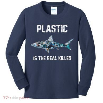 Funny Shark Plastic Is The Real Killer Kids Long Sleeve Shirt