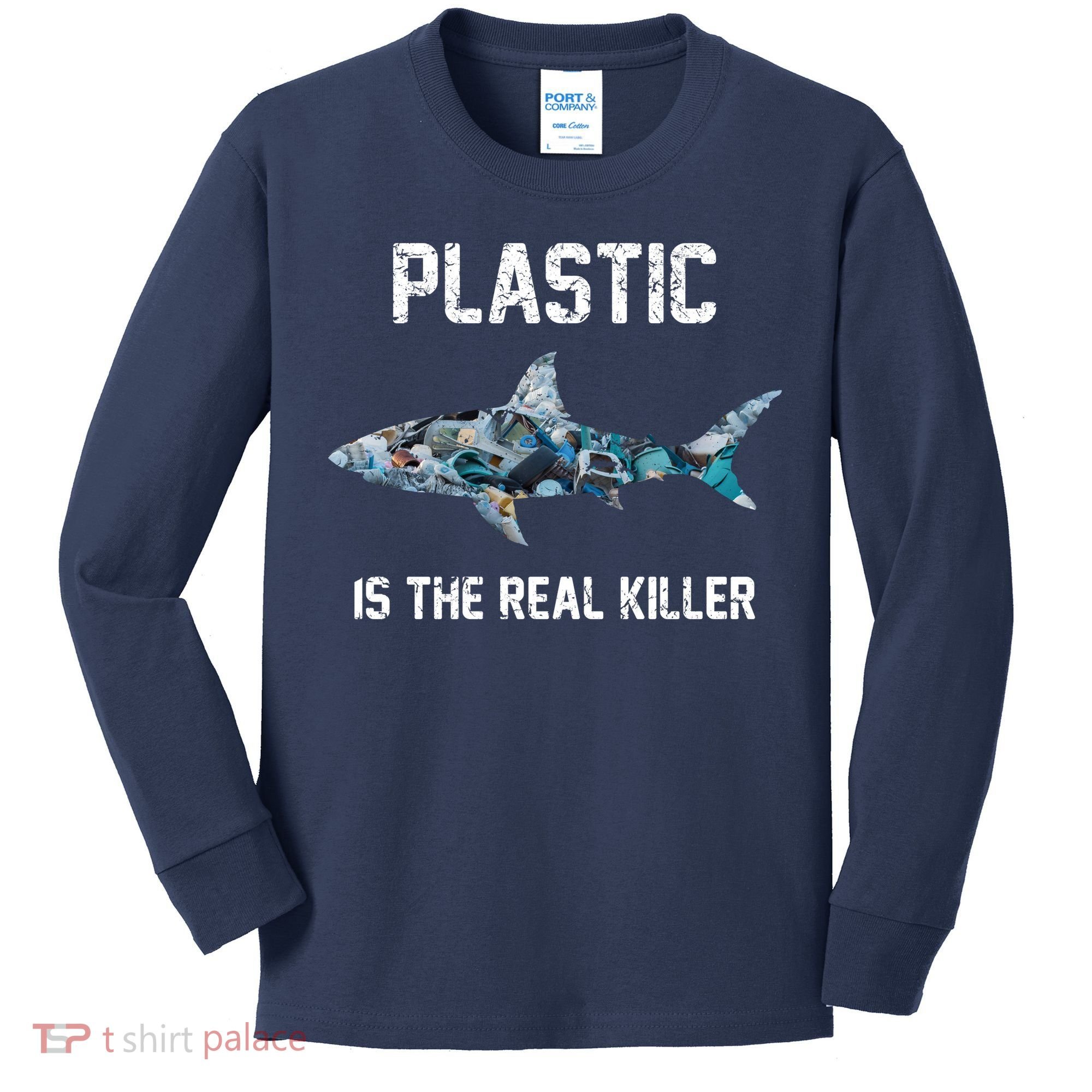 Funny Shark Plastic Is The Real Killer Kids Long Sleeve Shirt