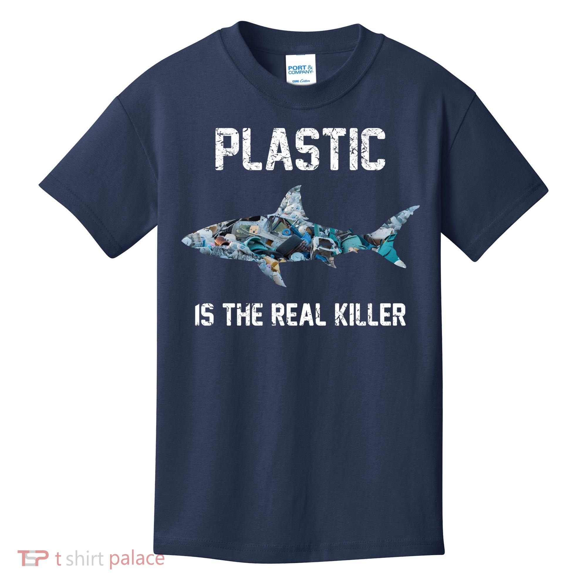 Funny Shark Plastic Is The Real Killer Kids T-Shirt