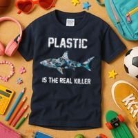 Funny Shark Plastic Is The Real Killer Kids T-Shirt thumb 3