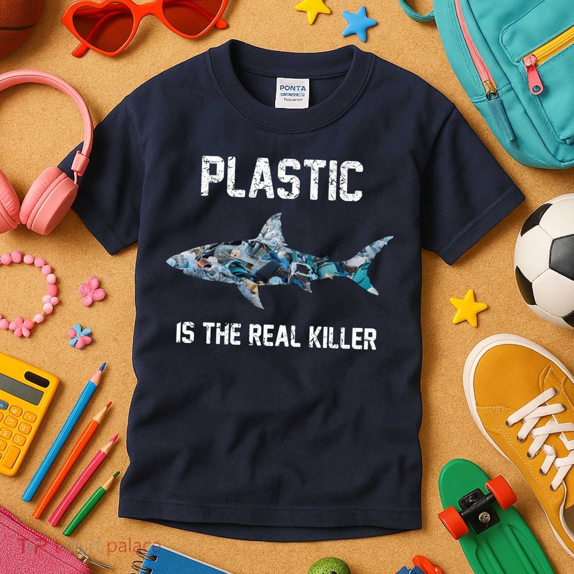 Funny Shark Plastic Is The Real Killer Kids T-Shirt