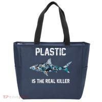Funny Shark Plastic Is The Real Killer Tote Bag thumb 0