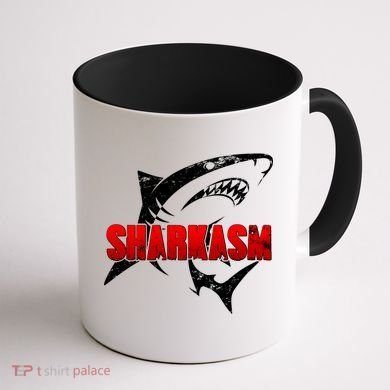 Funny Sharkasm Shark Fan Coffee Mug back