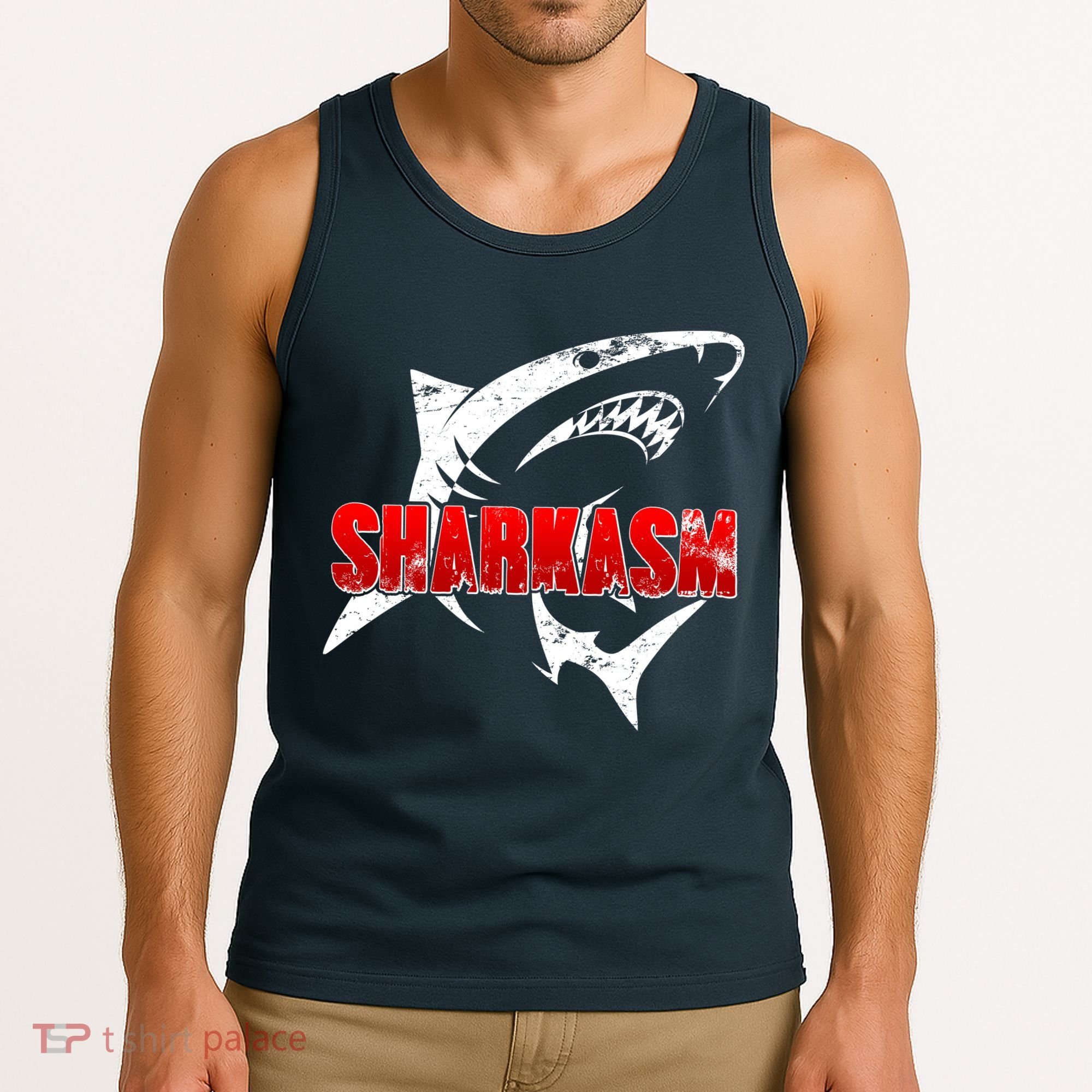 Funny Sharkasm Shark Fan Tank Top
