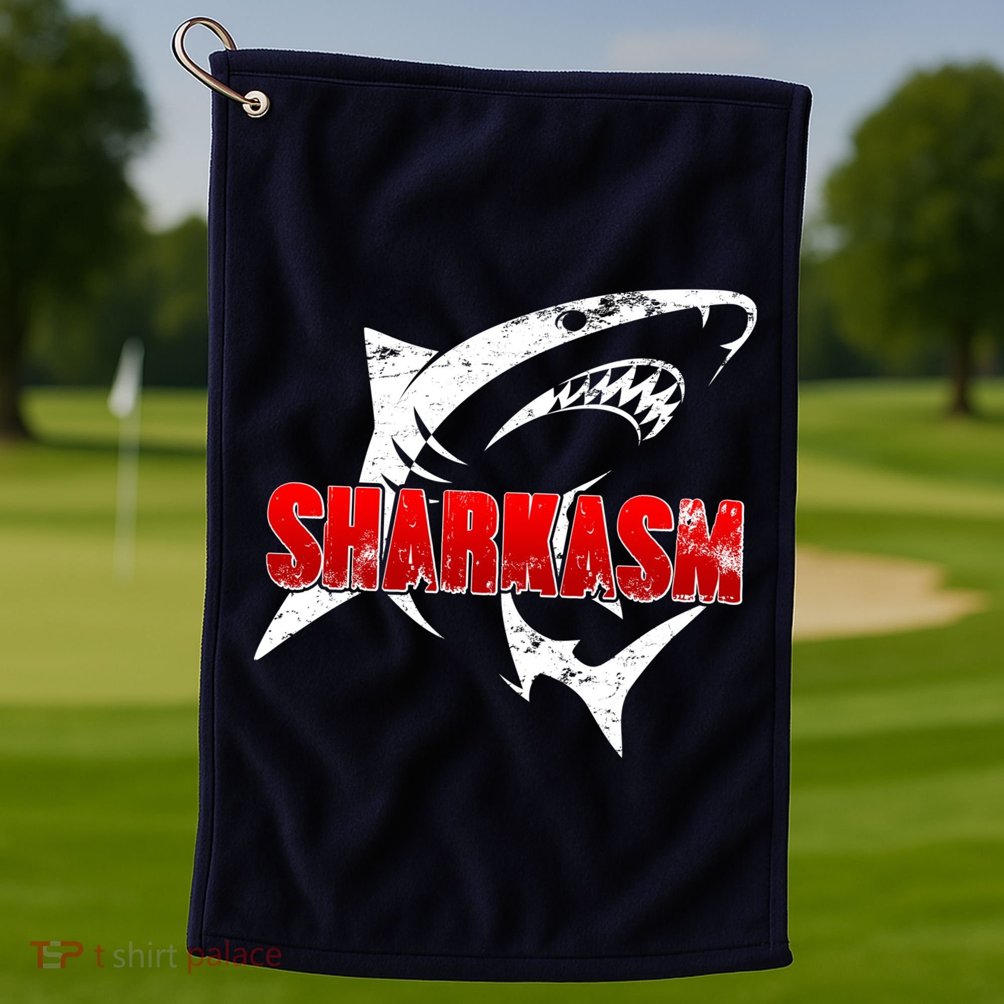 Funny Sharkasm Shark Fan Golf Towel