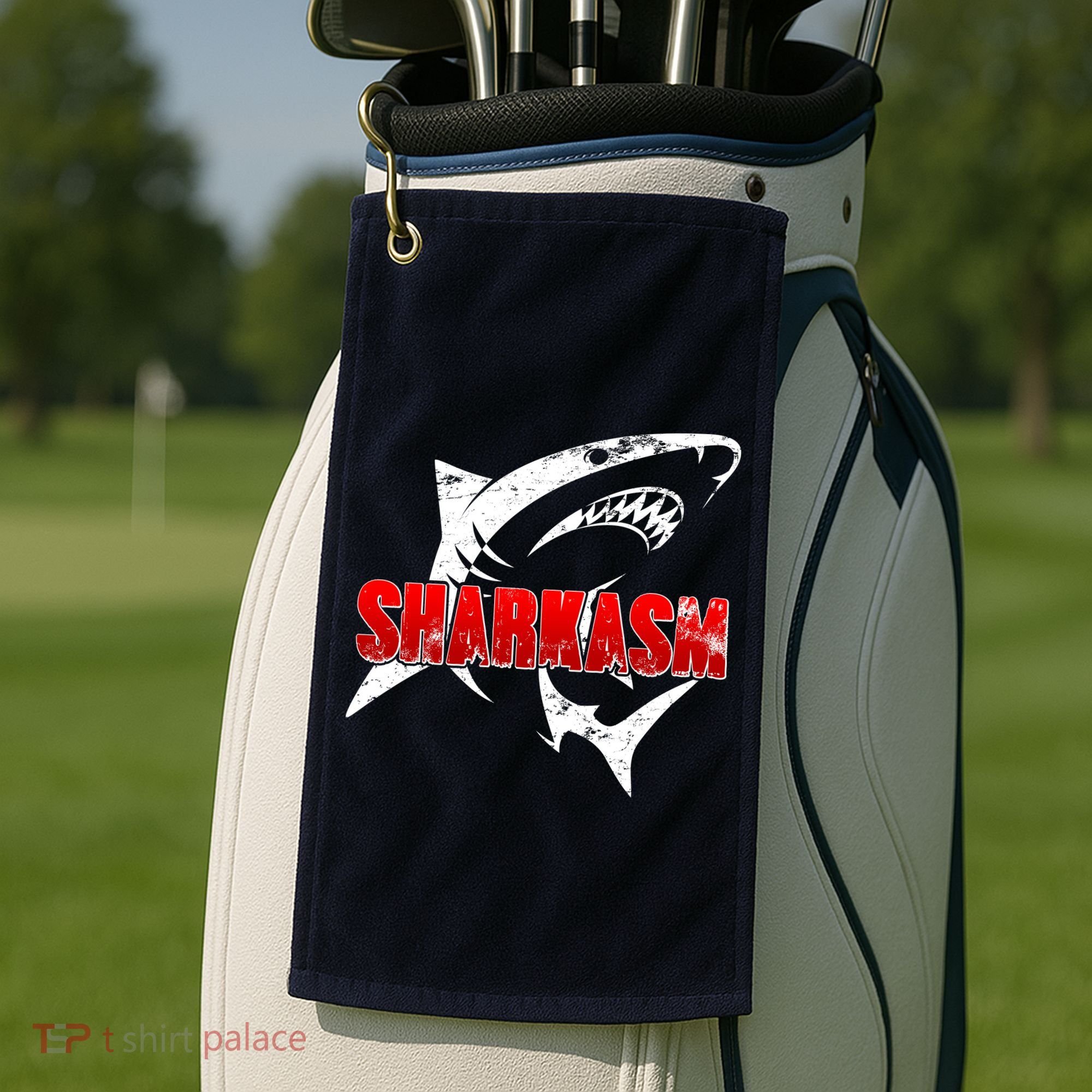 Funny Sharkasm Shark Fan Golf Towel