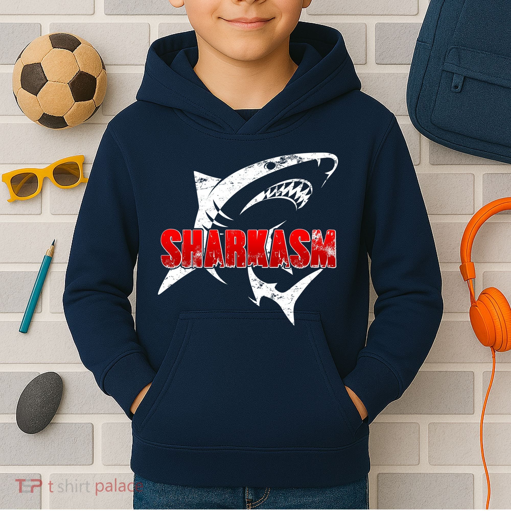 Funny Sharkasm Shark Fan Kids Hoodie