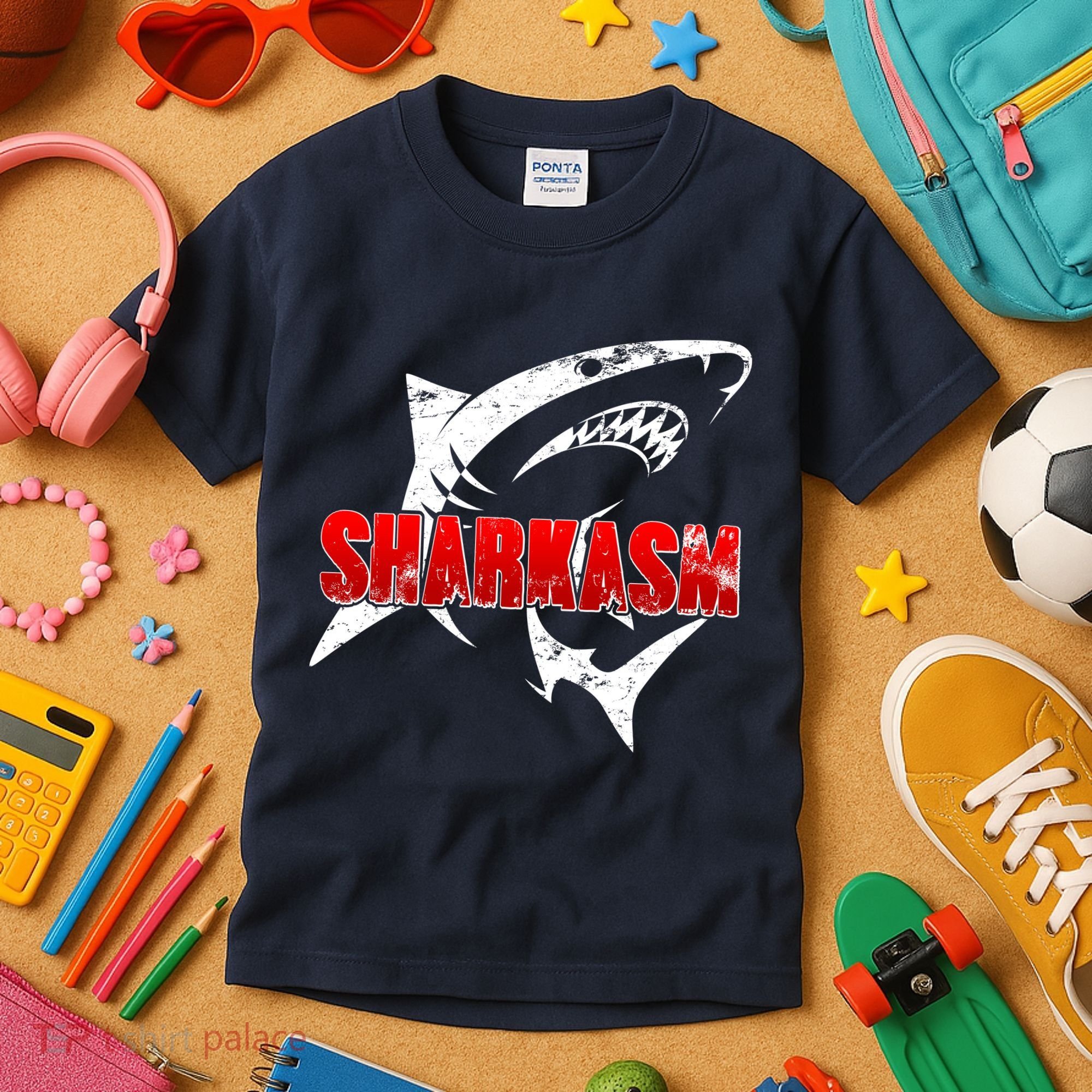 Funny Sharkasm Shark Fan Kids T-Shirt