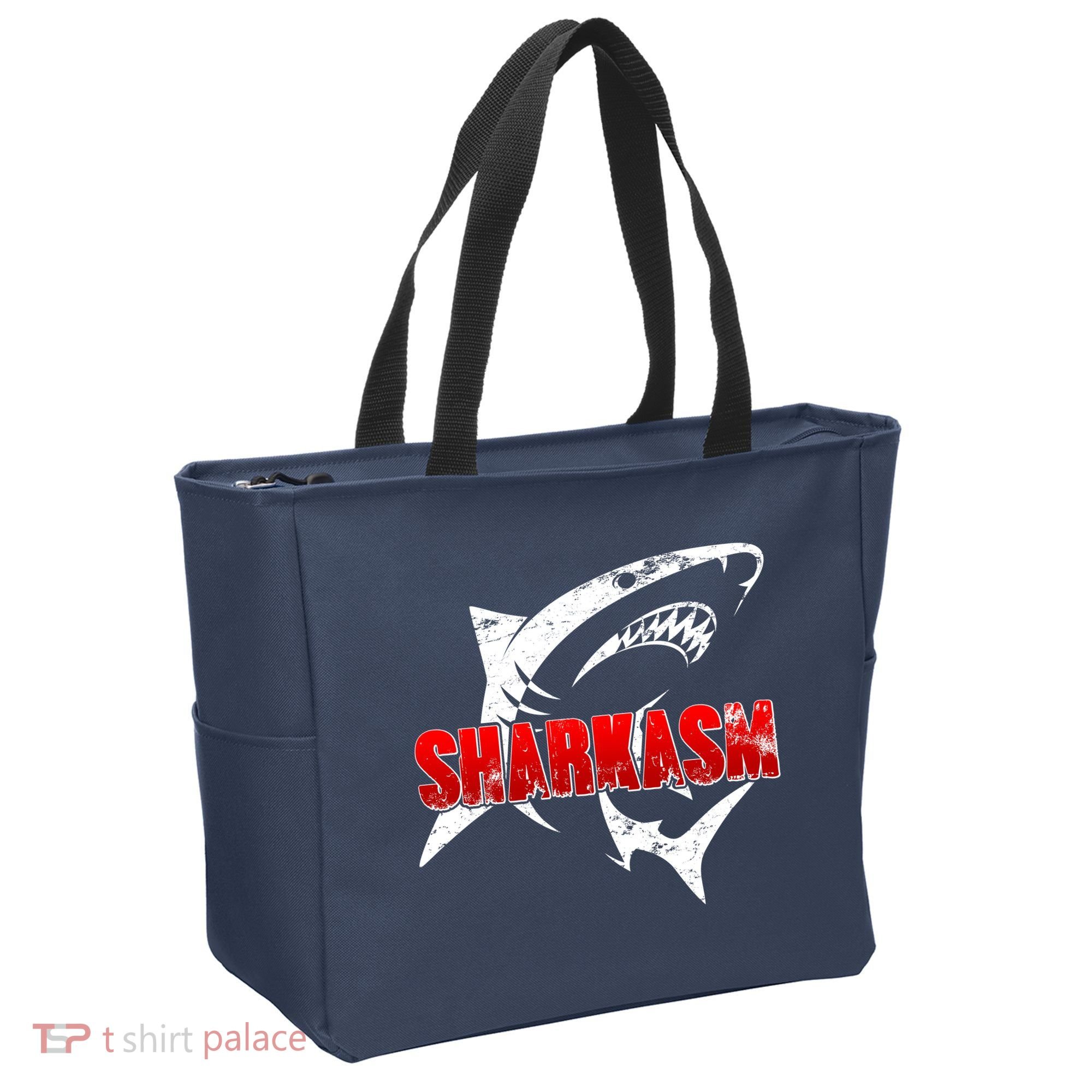 Funny Sharkasm Shark Fan Tote Bag