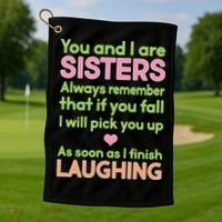 Funny Sisters Laughing Golf Towel thumb 1