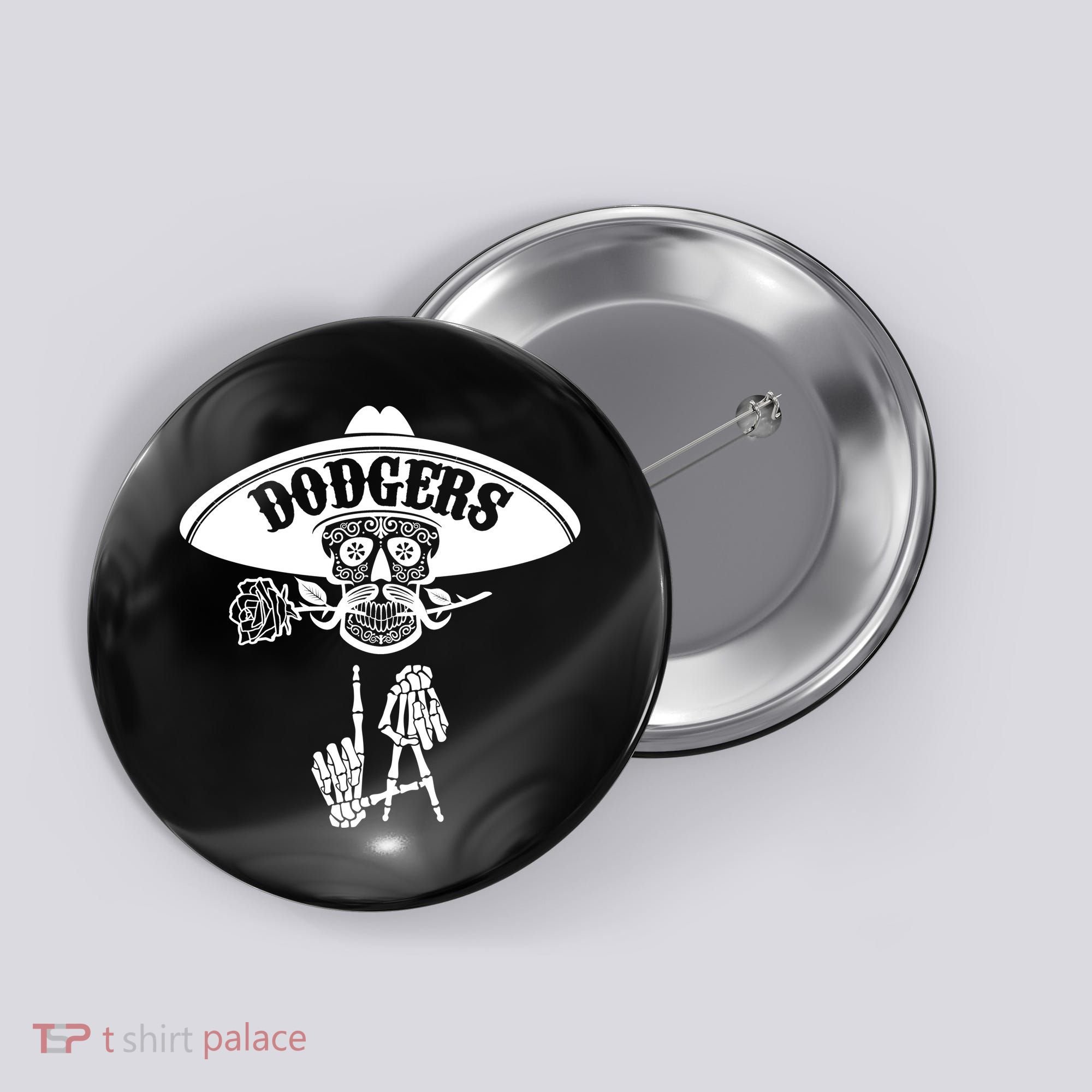 Funny Skull Dodgers Button