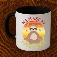 Funny Sloth Namast'ay 6 Feet Away Coffee Mug thumb 2