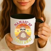 Funny Sloth Namast'ay 6 Feet Away Coffee Mug thumb 3