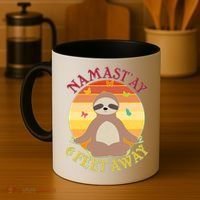 Funny Sloth Namast'ay 6 Feet Away Coffee Mug thumb 4