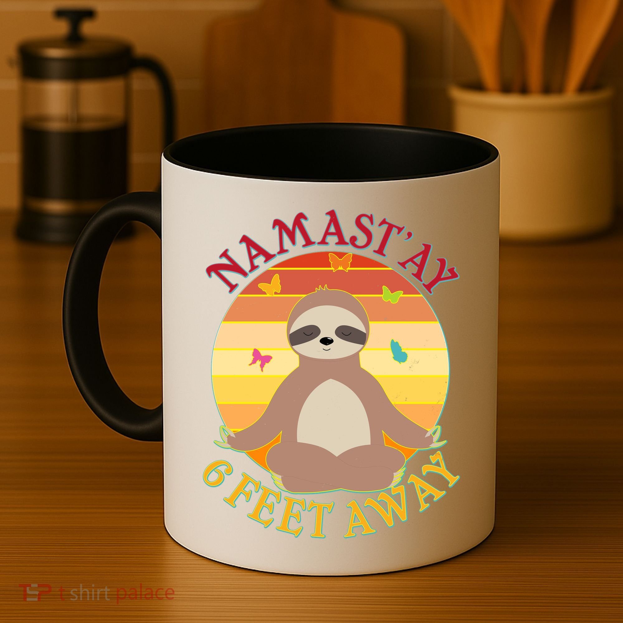 Funny Sloth Namast'ay 6 Feet Away Coffee Mug